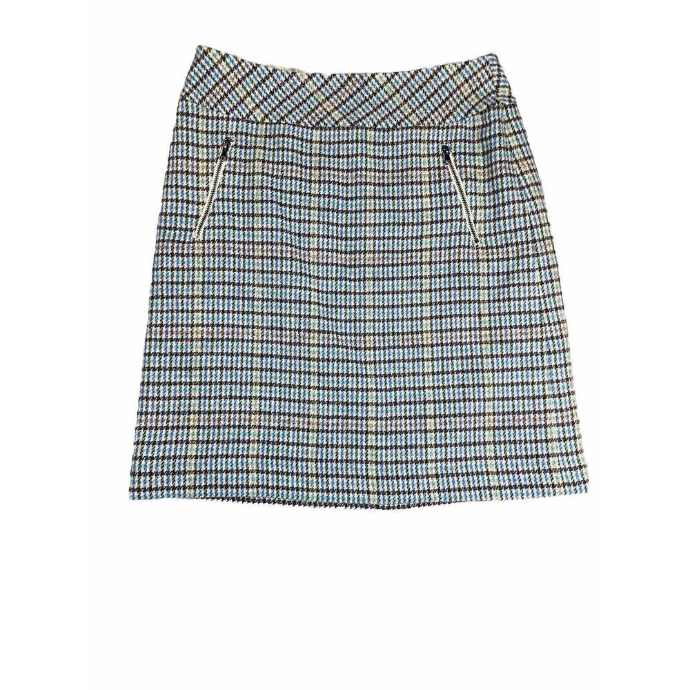 Talbots Blue Plaid Wool Blend Short Skirt,‎ Size 2